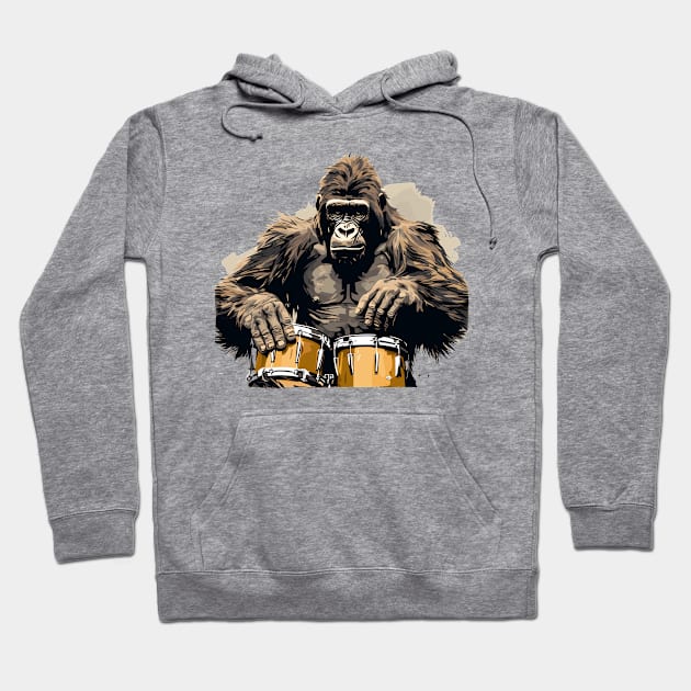 Gorilla playing drums Hoodie by Graceful Designs